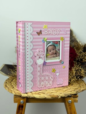 Str Store Rabsev RS031 Bebek Fotoğraf Albümü 10X15CM 200 Fotoğraf Kapasiteli Kutulu Pencereli Bebek Albüm Pembe