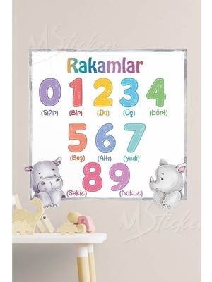Rakamlar Sticker Seti 30X30 cm Cam Duvar Sticker Seti