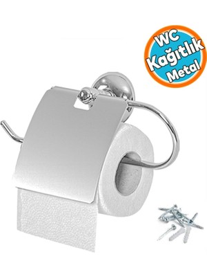 Tr Wc Tuvalet Kağıtlık Aparat Kapalı Kağıt Standı Paslanmaz Metal Sağlam Vidalı Krom Renk