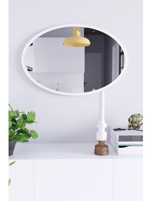 Tr Ayna Oval Beyaz Antre Hol Koridor Salon Mutfak Banyo Wc Makyaj, 52X70