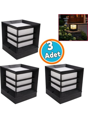 3 Adet Set Üstü Mega Izgaralı Bahçe Duvar Armatürü 60 cm Aplik Suya Dayanıklı Modern Dış M