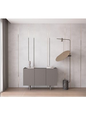 Enwood Capella Gri Mdf 3 Kapaklı Raflı 120 Lık Konsol Gri 120 x 40