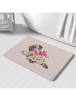Tr Sevimli Tasarımlı Mikrofiber Banyo Paspası, Kaymaz Taban, Makinede Yıkanabilir (50X80)