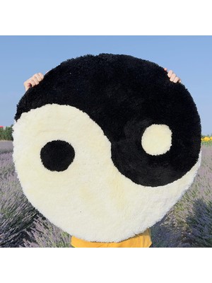 Tr Yin Yang Halı, El Yapımı, Taftlı, Yuvarlak, Trippy, Yumuşak, Oturma Odası, Yatak Odası, Mu