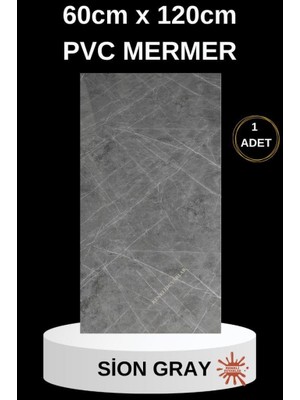 Alternatif Kaplama Uv Pvc Sion Gri Mermer Panel 1 Adet 60X120CM Ev Ofis Otel Duvar Kaplama Paneli