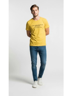 Maxi Modena Minimal Tipografi Detaylı Erkek Günlük T-Shirt