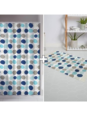 Banyo Paspas ve Tek Kanat Duş Perdesi 1X180X200 Set Banyo Halısı 5706