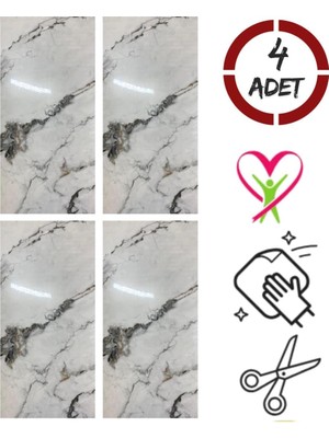 Ukab Dekor 6044 Kendinden Yapışkanlı Mermer Seramik Desenli Köpük Pvc Duvar PANELI(30X60 cm - 4