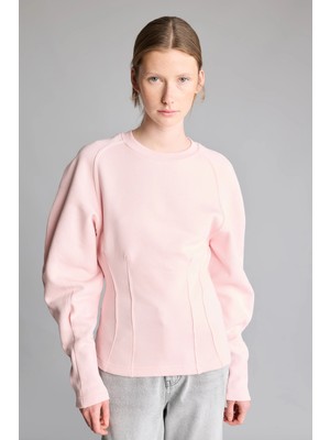 DeFacto %100 Pamuk Slim Fit Bisiklet Yaka Pens Detaylı Kalın Basic Sweatshirt I9653AX26WN