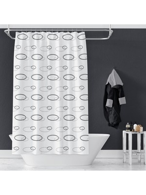 Banyo Perdesi 2X100X200 Çift Kanat Duş Perdesi Halka Hediyeli 2109