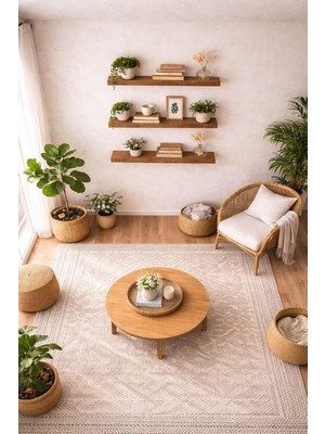 30 mm 3'lü Uçan Duvar Rafı Set Gizli Raf- Barok 15X30