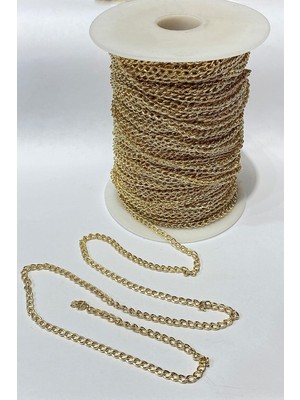 Gold Rengi Yassı Metal Kolye Zinciri
