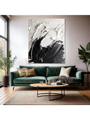 Soyut Temalı Kanvas Tablo Modern Sade Şık Siyah ve Beyaz Salon Ev Dekorasyon Kanvas Duvar Tablosu