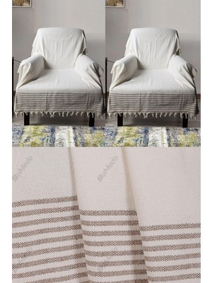 Buldan Işi Pamuklu 2'li Berjer Koltuk Örtüsü Seti 180X150 cm - Kolları Örten Dokuma Kumaş (K