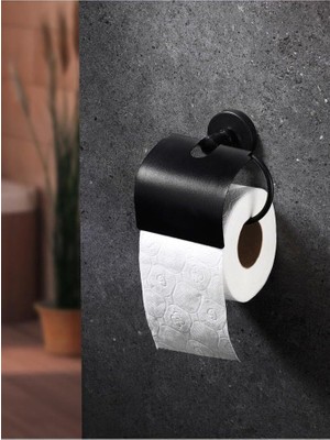 Siyah Geniş Kapaklı Vidalı Tuvalet Kağıtlığı Wc Kağıtlık Tuvalet Kağıdı Askısı Metal