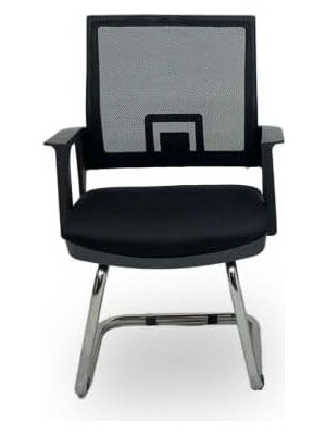 Atom Ofis Rita Siyah Misafir Bekleme Koltuğu, Mesh Sırtlık, Metal Ayak, Sabit Profil, 50X46X95 cm