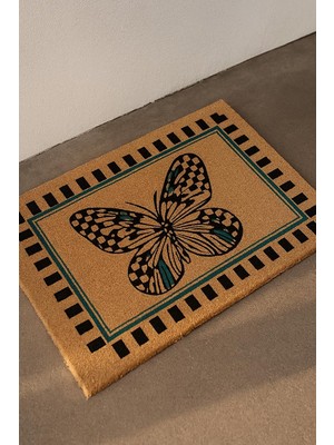 Tr Coco Görünümlü Kaymaz Tabanlı Kapı Önü Paspası 45X70 cm - Dış Mekan, Balkon ve Bahçe Uyumlu Velür Dekoratif Paspas - Welcome/hoş Geldiniz (27YCM260126)