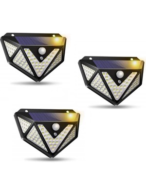 Upway 3 Adet 166 LED 3 Modlu Solar Güneş Enerjili Hareket Sensörlü Bahçe Garaj Ev Aydınlatma L