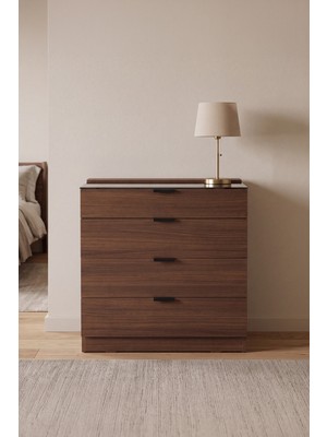 Sarmobi Belas Camlı Ada Şifonyer G:80 D:42 Y:83 / Milano Ceviz