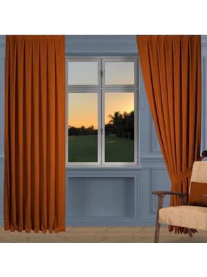 Deco Perde Oranj Ada Fon Perde Sık Pile (1'e 3 Pile) Oranj 110 x 250