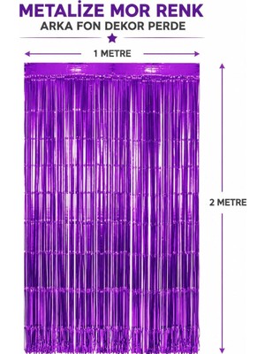 Mor Metalize Parti Perdesi 100X200 cm – Kapı ve Arka Fon Perdesi