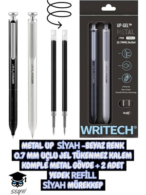Tr 0.7 mm Uçlu Jel Tükenmez Kalem Komple Metal Gövde Set Writech