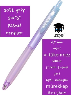 Tr Writech Jel Tükenmez Kalem, 0,5 Mm, Silikon Tutma Yeri, Hızlı Kuruyan Mürekkep, Mor