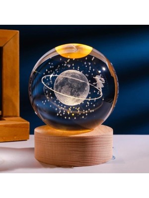 Vionna Dekoratif Gece Lambası, Ahşap Stantlı, Işıklı, USB ile Çalışır