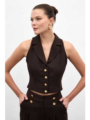 Sateen Eva Yelek - Kahve