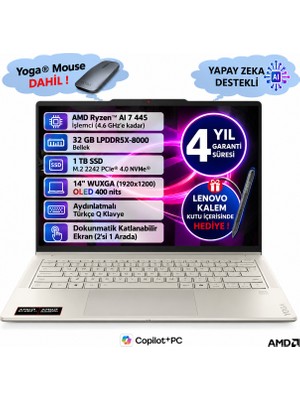 Lenovo Yoga 7 2-In-1 14AGP11 Ryzen Aı 7 445 32GB 1tb 14" OLED Touch Freedos 83TD005QTR Taşınabilir Bilgisayar