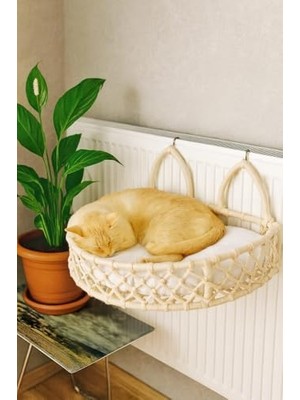 Vionna Kedi Köpek Kalorifer Yatağı Dekoratif Hamak (Krem)