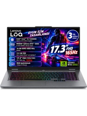 Lenovo Loq 17IRX10 Intel Core I5-13450HX 16GB 512GB SSD 17,3" Rtx 5050 Freedos 83JH009TTR Gamıng Notebook