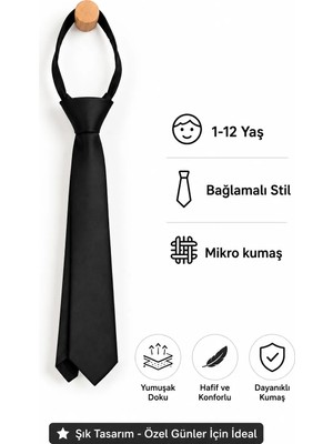 Algitsin Çocuk Kravat Siyah 1-12 Yaş