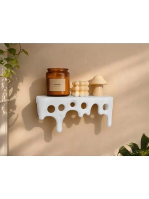 Alpin Pla Organik Peynir Desenli Beyaz Duvar Rafı | 21X9X8 cm | Dekoratif Akıllı Raf