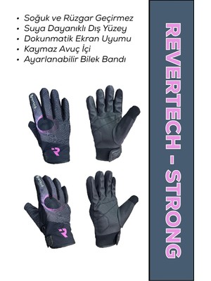 Mythriva Tr Revertech Strong Pink Circle/su ve Rüzgar Geçirmez Kışlık Motosiklet Eldiveni + Buff Hediyeli