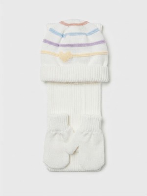 Fonem Fo 5194  Lines Kız Bebek 3lü Atkı Bere Eldiven Set