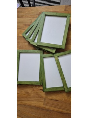 Ahşap Resim Çercevesi, Masif Çerçeve,doğal Ahsap Rengi ile Fotograf, Resim Kolajları, Duvar Galerisi Dekoru Cercevesi (Yeşil, 20X25 3 Adet)