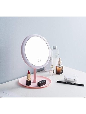 Gy Atelier Dokunmatik LED Işıklı Makyaj Aynası Masa Üstü USB Şarjlı Makyaj Aynası Pembe