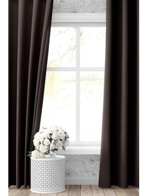 Gy Atelier Özgün Perde (1175) Blackout Karartma Fon Perde Koyu Kahverengi Koyu Kahverengi 200 x 220