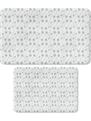 Gy Atelier Sevimli Tasarımlı Mikrofiber 2'li Takım Banyo Paspası, Kaymaz Taban, Makinede Yıkanabilir (40X60_50X80)