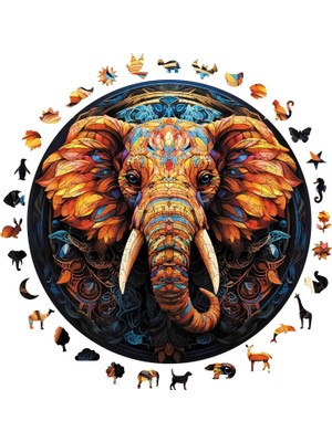 Gy Atelier Ahşap Puzzle Yetişkin - Renkli Fil - 252 Parça, 29 x 29 cm - Yapıştırıcı Folyo Dahil - Benzersiz Şekilli Parçalar & Özel Figürler - A1-07