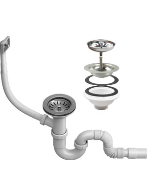 Gy Atelier Çöpmak Evye Sifonu, 11 cm Yandan Taşmalı, Ø32 Çıkışlı, Koku Önleyici, Dayanıklı, Beyaz, Pvc Malzeme, Mutfak Lavabo Için