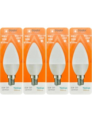 Gy Atelier 9W (70W) Beyaz Işık (6500K) E14 LED Mum Ampul, 4 Adet