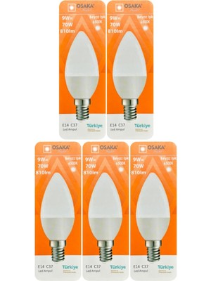 Gy Atelier 9W (70W) Beyaz Işık (6500K) E14 LED Mum Ampul, 5 Adet