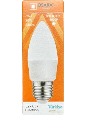 Gy Atelier 7W (50W) 6500K Beyaz Işık E27 Mum LED Ampul
