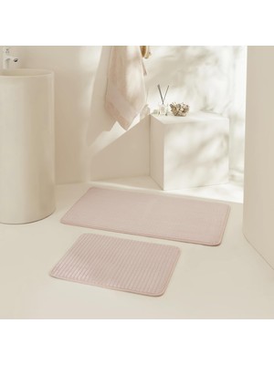 Gy Atelier Ekose Embos 2'li Banyo Paspası Pudra