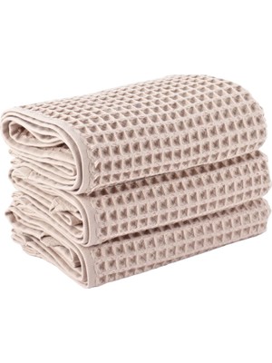 Gy Atelier Püskül Lüks 3-Adet Waffle El Havlusu Seti, Büyük 40X80 cm