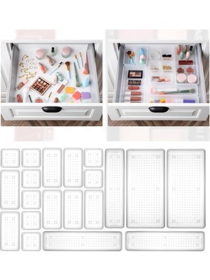 Gy Atelier 20 Parça Dolap Içi Düzenleyici - Mutfak Çekmece Içi Kaşıklık Kozmetik Organizer Şeffaf