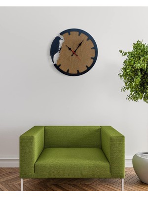 Odea Modern Ahşap El Yapımı Ağaçkakan Figür Çizgi Kadranlı Viyana Saat