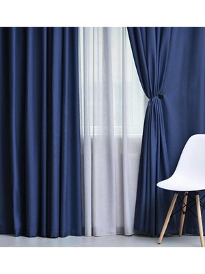 Odea Deco Perde Blackout (Karatma) Lacivert Güneşlik Pilesiz Extraforlu Düz Dikim Lacivert 160 x 270
